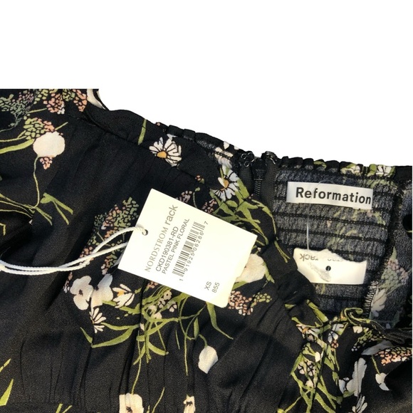 Reformation  Fairway Floral Dress | Quarter sleeve | Black & Green NWT | Size 12 - Picture 5 of 9
